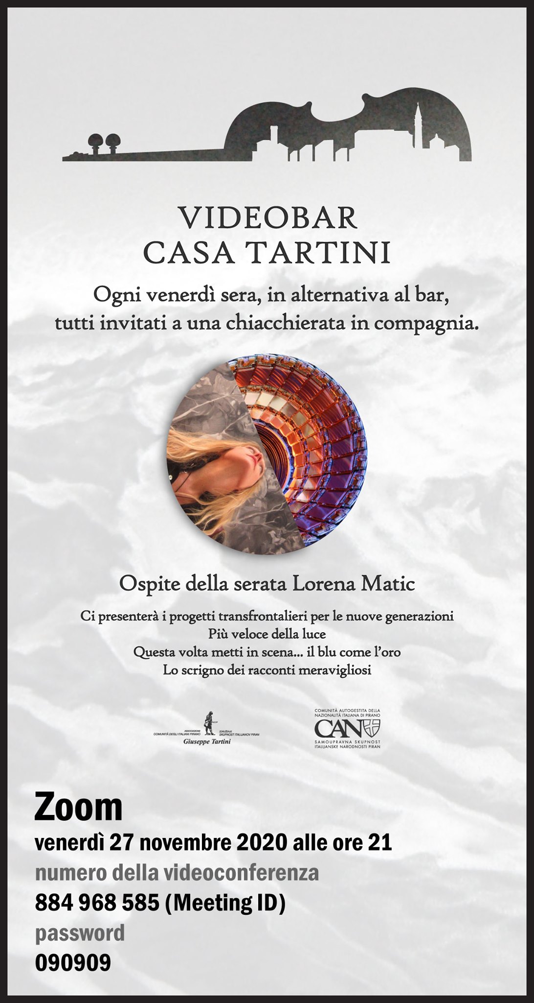 , VIDEOBAR Casa Tartini: questa sera ospite Lorena Matic, Comunita degli Italiani Giuseppe Tartini Pirano