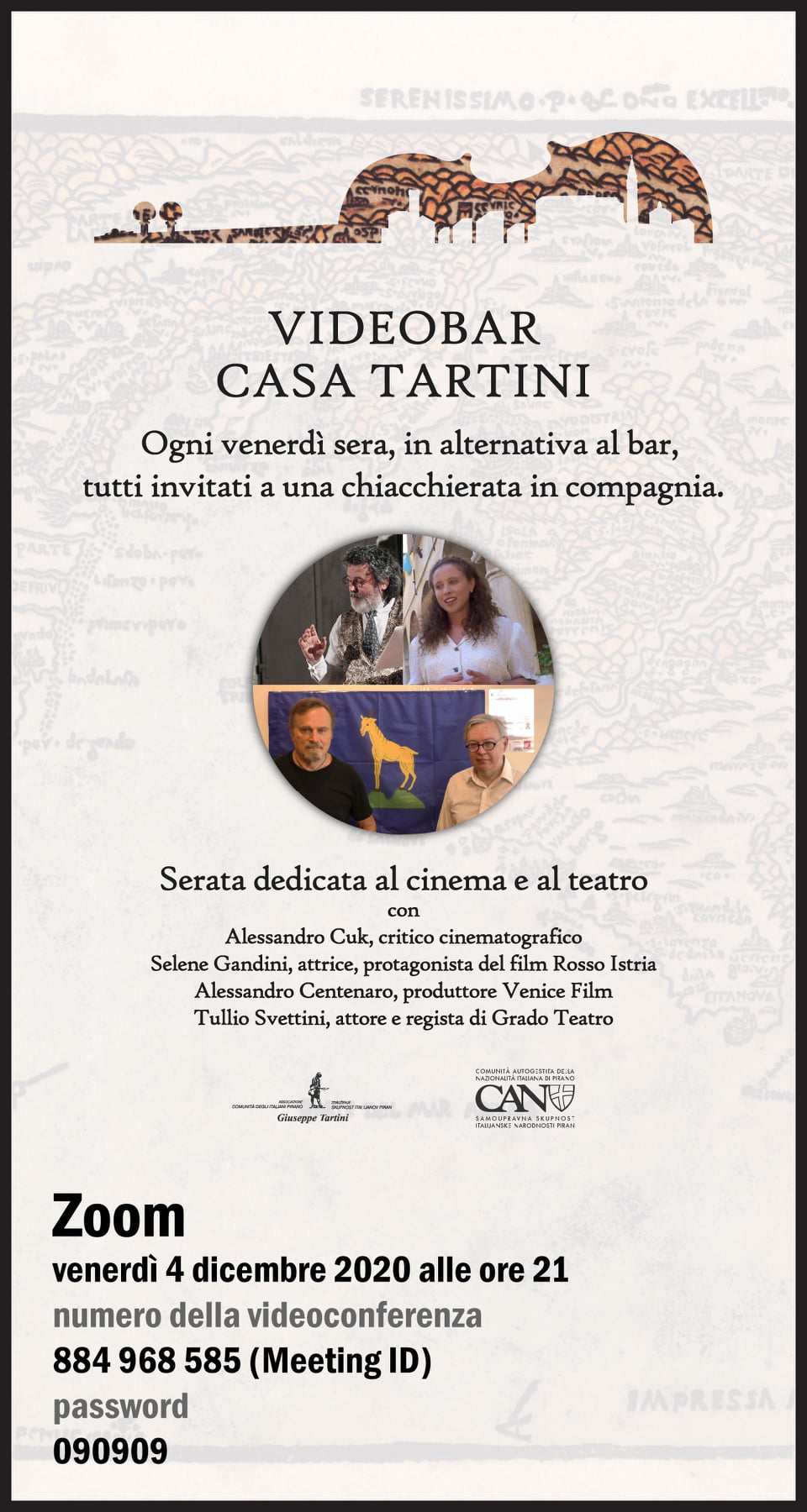 , VIDEOBAR Casa Tartini, anche oggi ci ritroviamo alle 21:00 su Zoom, Comunita degli Italiani Giuseppe Tartini Pirano