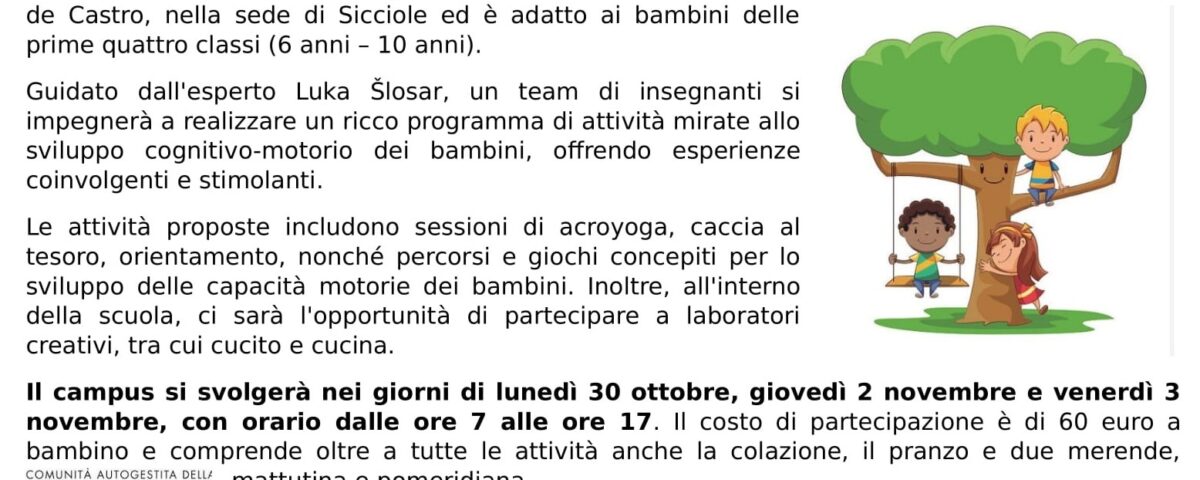 , Iscrizioni al Campus autunnale, Comunita degli Italiani Giuseppe Tartini Pirano