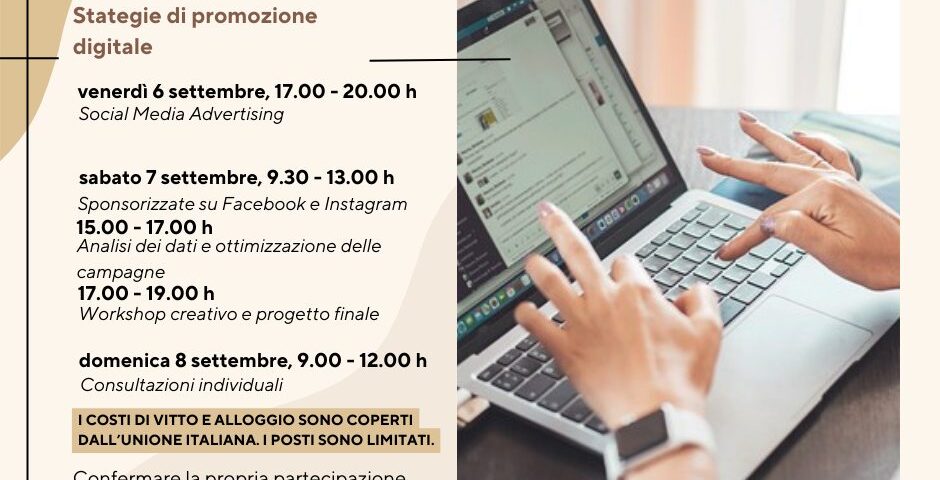 , INVITO corso di aggiornamento &#8220;Strategie di promozione digitale&#8221;, 6 &#8211; 8 settembre, Porto Albona (Rabac), Comunita degli Italiani Giuseppe Tartini Pirano