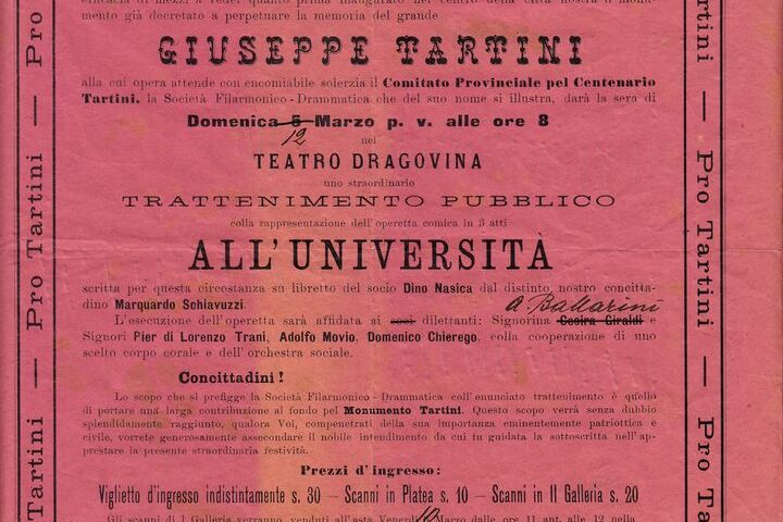 , Invito diramato il 12 marzo 1896, Comunita degli Italiani Giuseppe Tartini Pirano