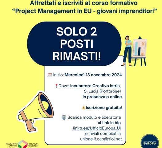 , Corso di formazione in “Project Management in EU  – giovani imprenditori”, Comunita degli Italiani Giuseppe Tartini Pirano