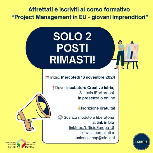 , Corso di formazione in “Project Management in EU  – giovani imprenditori”, Comunita degli Italiani Giuseppe Tartini Pirano