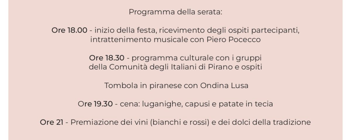 , Invito: Festa del vin, Comunita degli Italiani Giuseppe Tartini Pirano