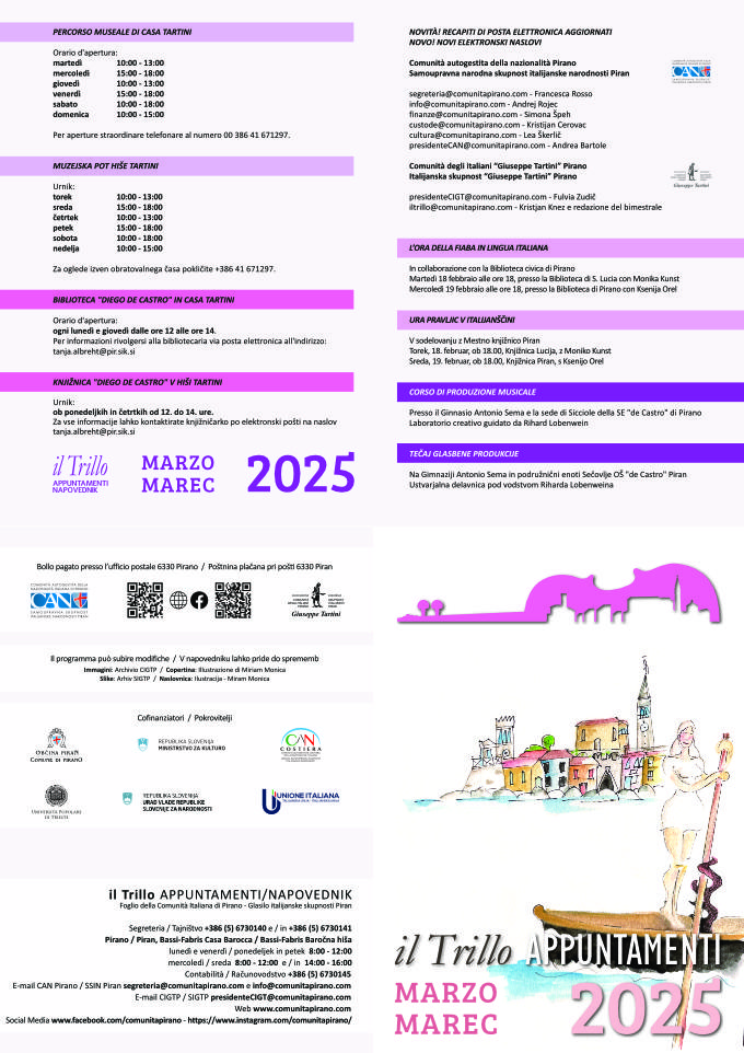 , Il Trillo Appuntamenti marzo 2025, Comunita degli Italiani Giuseppe Tartini Pirano