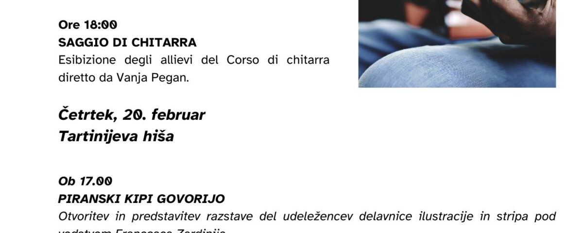 , Gli eventi della prossima settimana, Comunita degli Italiani Giuseppe Tartini Pirano