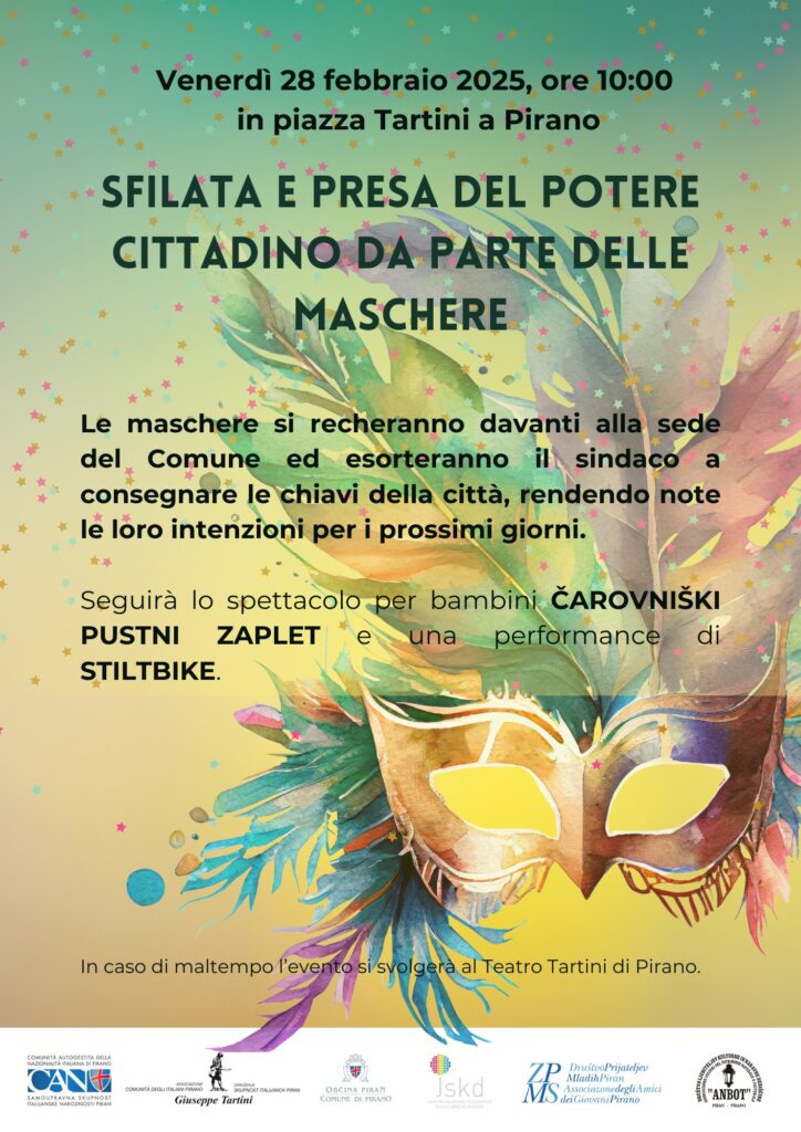 , Sfilata e presa del potere cittadino da parte delle maschere, Comunita degli Italiani Giuseppe Tartini Pirano