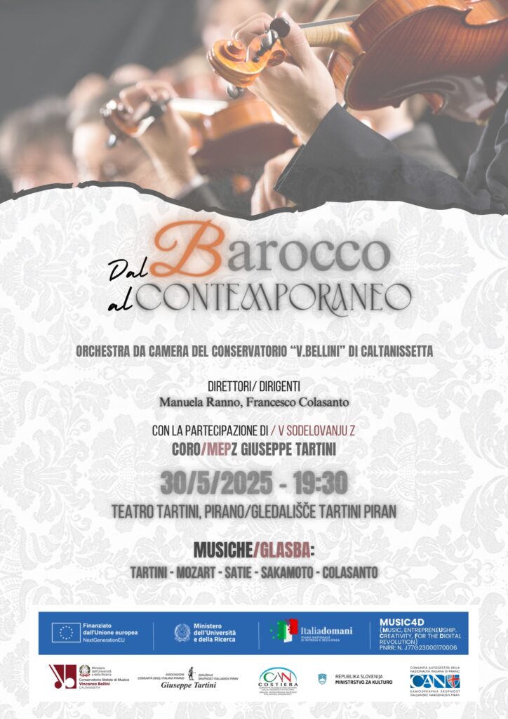 , Invito al concerto del Conservatorio &#8220;V. Bellini&#8221; di Caltanissetta, Comunita degli Italiani Giuseppe Tartini Pirano