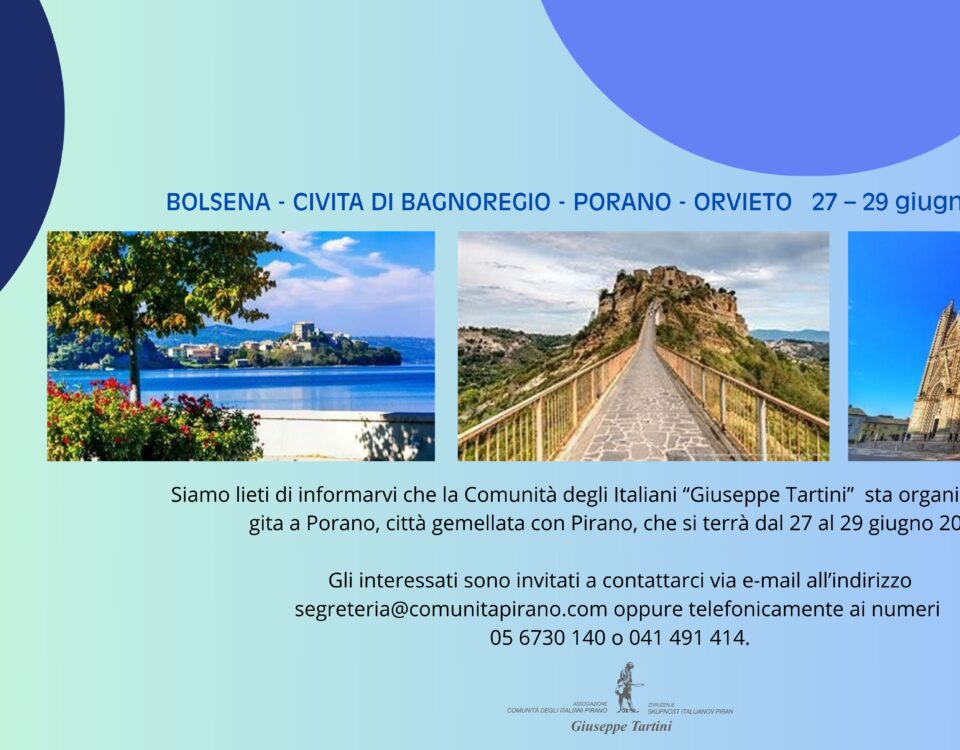 , Solinarska kulinarika in izlet v Porano, Italijanska skupnost Giuseppe Tartini Piran