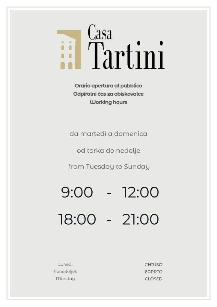 , Poletni urnik obiska Tartinijeve hiše, Italijanska skupnost Giuseppe Tartini Piran