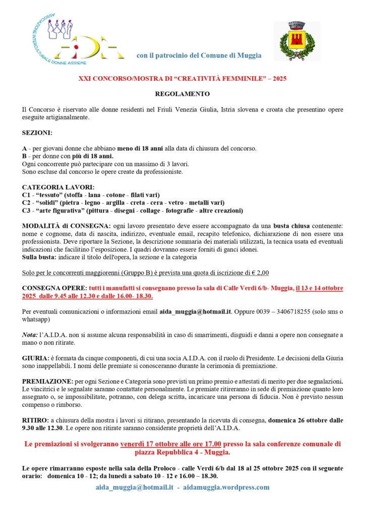 , XXI concorso/mostra di “Creatività femminile” 2025, Comunita degli Italiani Giuseppe Tartini Pirano