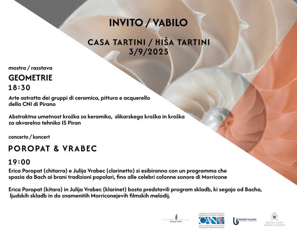, Gentilmente invitati agli eventi della prima settimana di settembre, Comunita degli Italiani Giuseppe Tartini Pirano
