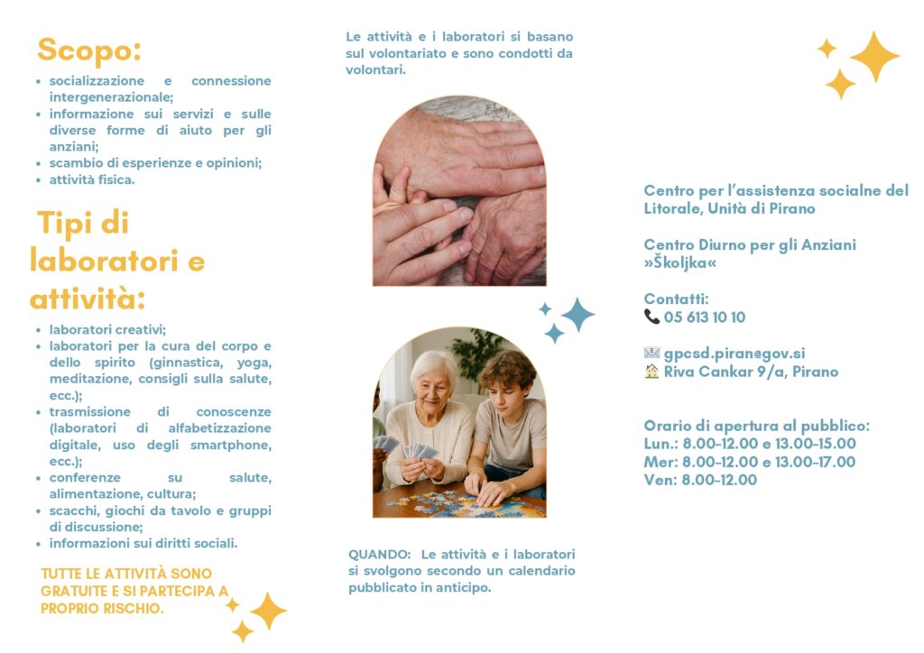 , Presentazione programma &#8211; Centro diurno per anziani Školjka, Comunita degli Italiani Giuseppe Tartini Pirano