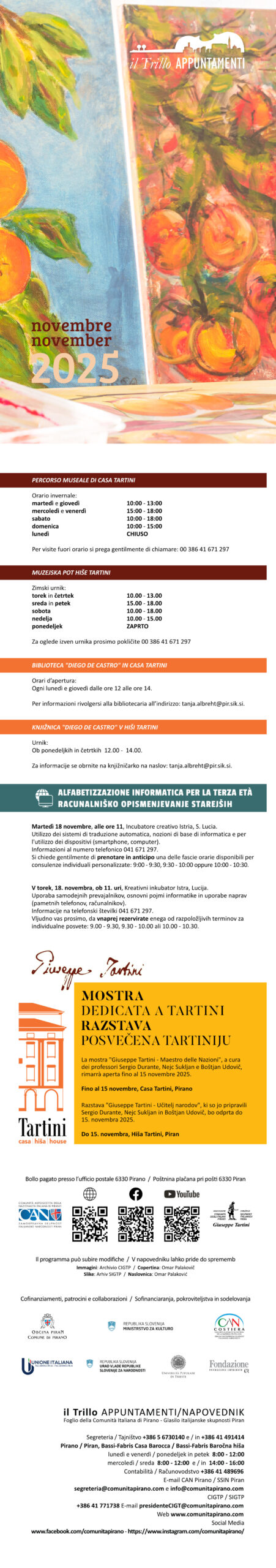, Napovednik Il Trillo Appuntamenti &#8211; November 2025, Italijanska skupnost Giuseppe Tartini Piran