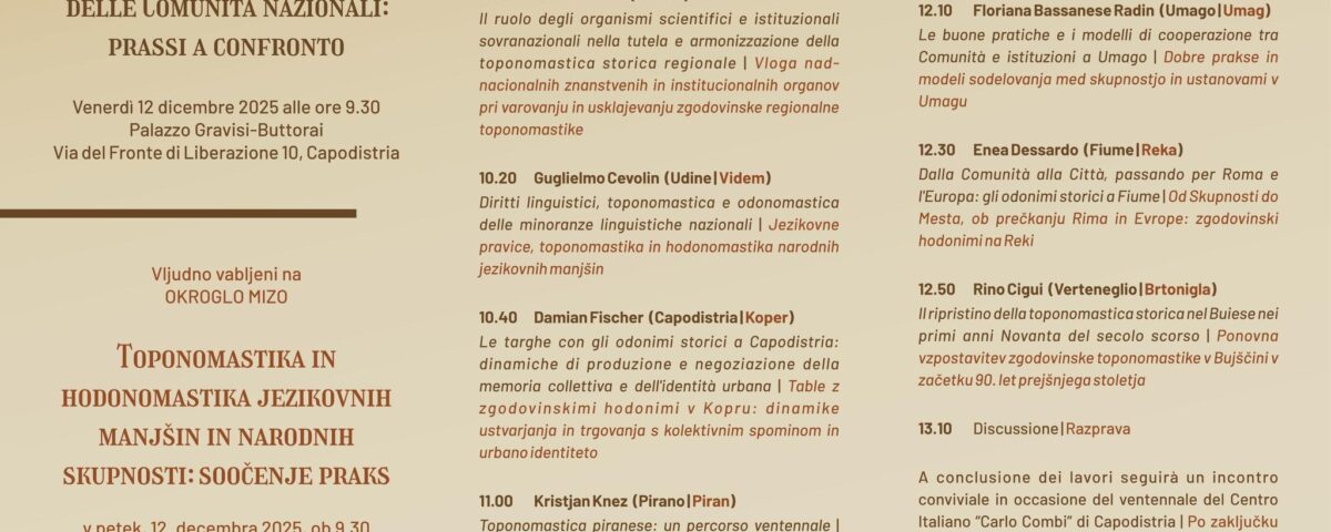 , Okrogla miza o toponomastiki, Italijanska skupnost Giuseppe Tartini Piran