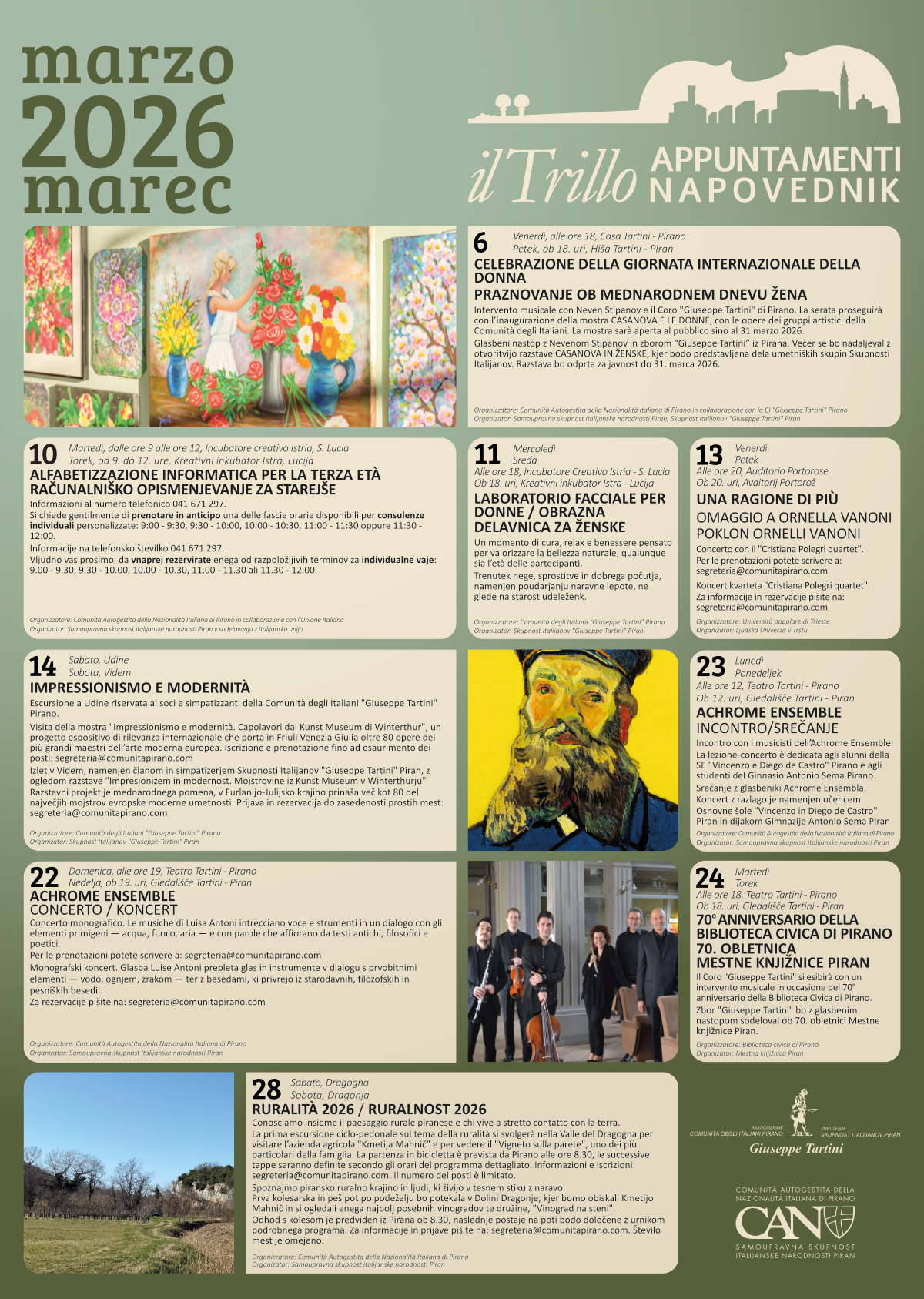 , Il Trillo Appuntamenti marzo 2026, Comunita degli Italiani Giuseppe Tartini Pirano