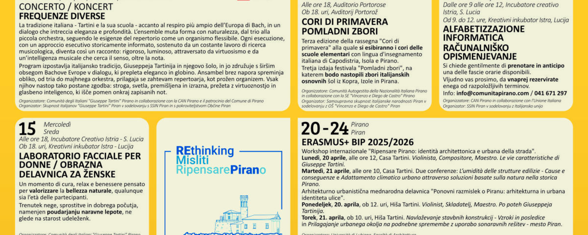 , Il Trillo Appuntamenti – Aprile 2026, Comunita degli Italiani Giuseppe Tartini Pirano