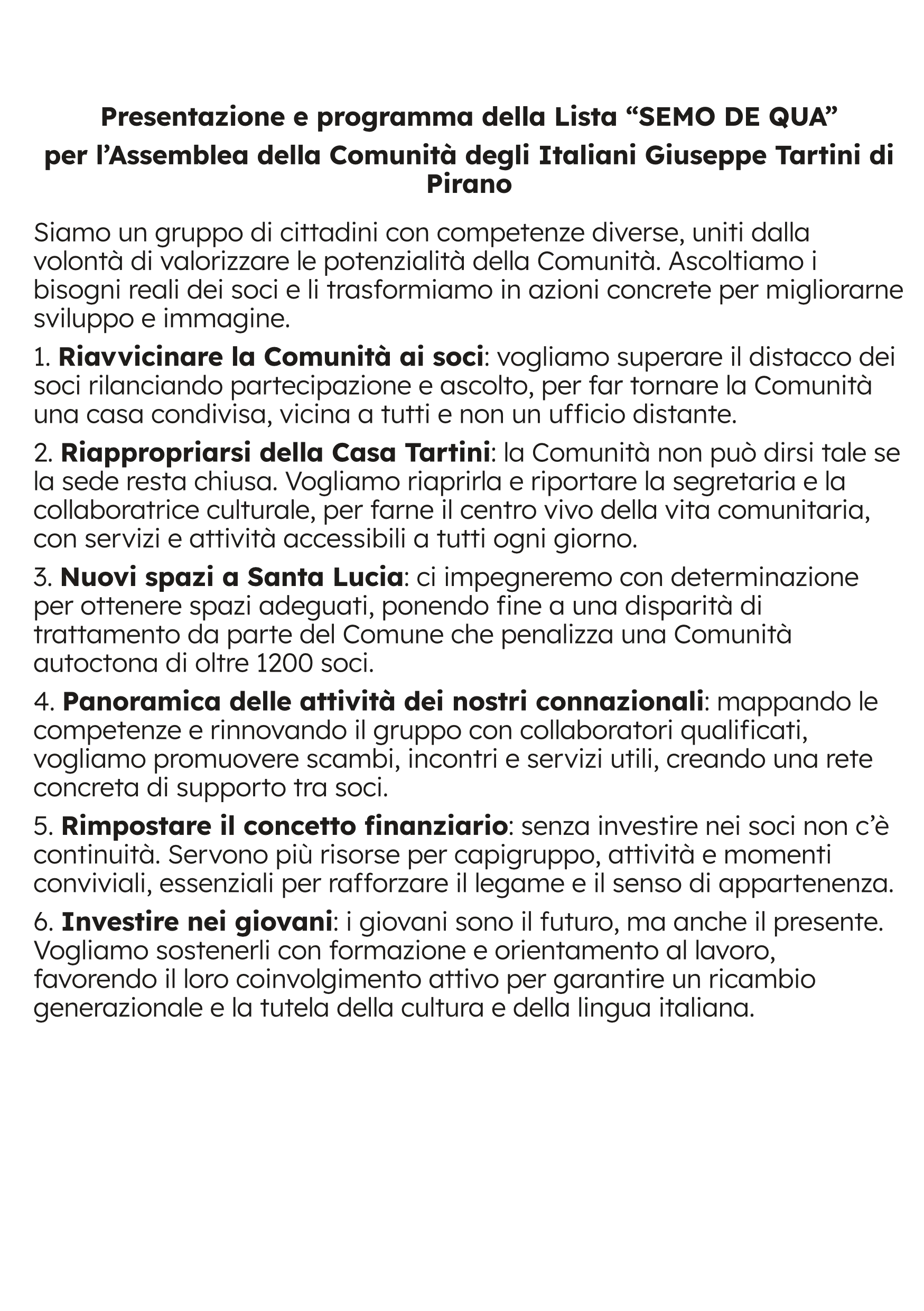 , Invito al voto 2026, Comunita degli Italiani Giuseppe Tartini Pirano