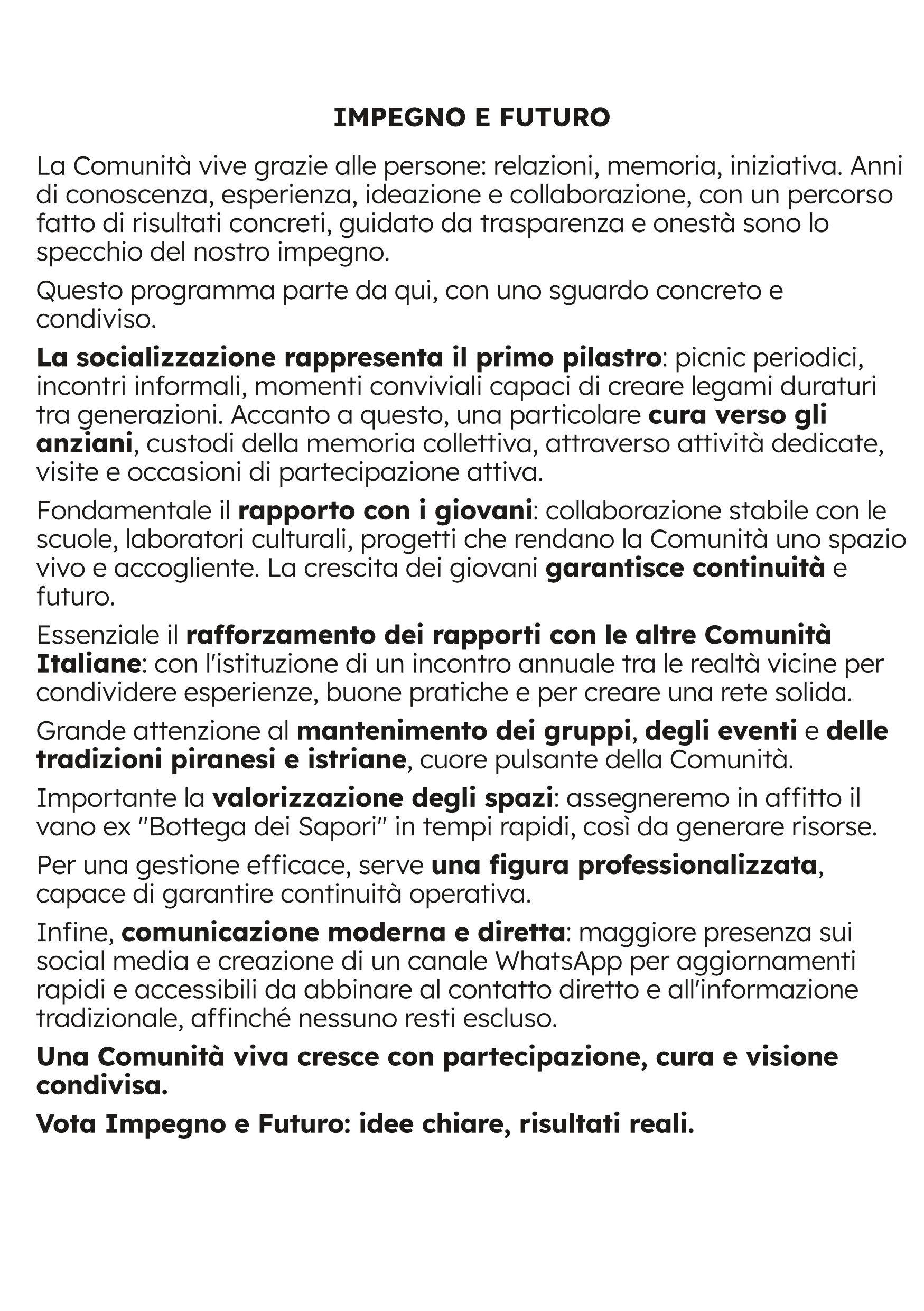 , Invito al voto 2026, Comunita degli Italiani Giuseppe Tartini Pirano