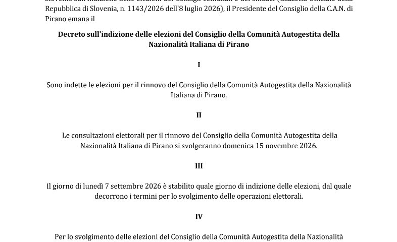 , ELEZIONI CONSIGLIO CANIP 2026, Comunita degli Italiani Giuseppe Tartini Pirano