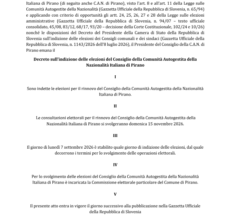 , ELEZIONI CONSIGLIO CANIP 2026, Comunita degli Italiani Giuseppe Tartini Pirano